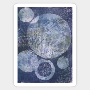 Blue Cosmos Monoprint Sticker